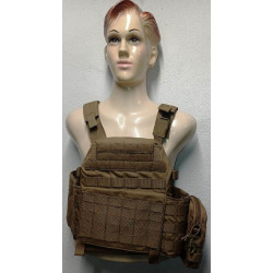 Gilet Porte-plaques balistiques coyote Warrior Assault Systems + pochette molle + Mousqueton - NEUF