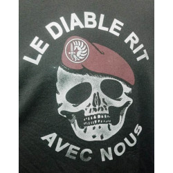 Tee-Shirt baumwolle noir "Le Diable rit avec nous" - Régiments Parachutistes TAP Métropole - Armée Française Occasion