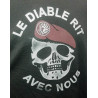 Tee-Shirt baumwolle noir "Le Diable rit avec nous" - Régiments Parachutistes TAP Métropole - Armée Française Occasion