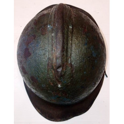 Coque de Casque Adrian Modèle 1915 Infanterie Bleu / Moutarde - Relique de terrain française 14/18 WW1