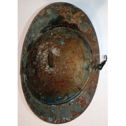 Coque de Casque Adrian Modèle 1915 Infanterie Bleu / Moutarde - Relique de terrain française 14/18 WW1