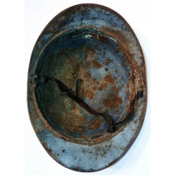 Coque de Casque Adrian Modèle 1915 Infanterie Bleu Horizon avec sa jugulaire - 14/18 WW1 (Jus)