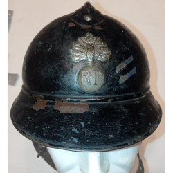 Coque de Casque Adrian Modèle 1915 Noir Gendarmerie Nationale avec Insigne Prévoté - 14/18 WW1