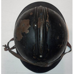 Coque de Casque Adrian Modèle 1915 Noir Gendarmerie Nationale avec Insigne Prévoté - 14/18 WW1