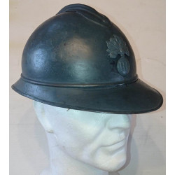 Curiosité de Casque Adrian Modèle 1915 Infanterie bleu horizon transformé - 14/18 WW1