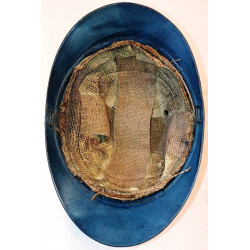 Curiosité de Casque Adrian Modèle 1915 Infanterie bleu horizon transformé - 14/18 WW1