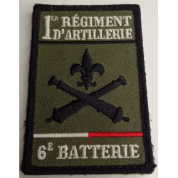 Insigne velcro rectangulaire 1er Régiment d'Artillerie - 6ème Batterie