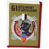 Ecusson velcro rectangulaire de Batterie du 61ème Régiment d'Artillerie - Listel Listel Blanc et Bordeaux